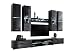 Produktbild KRYSPOL Wohnwand Blade 4 Anbauwand, Wohnzimmer-Set, Modern Design (Schwarz/Sahara Glanz)