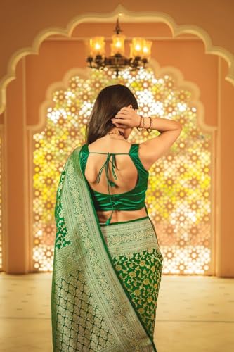 Image of Flosive Women's Kanjivaram Silk Saree With Beautiful Blouse With Zari Border