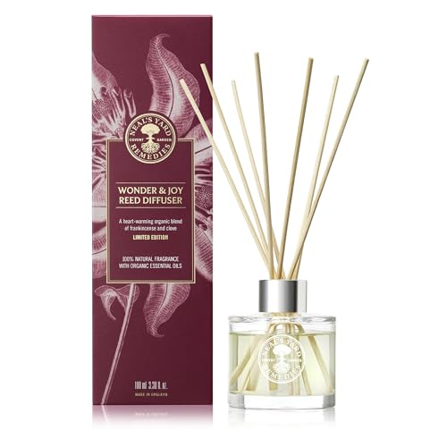Neal's Yard Remedies Wonder & Joy Diffuser, Scented Reed Diffuser with Frankincense, Mandarin & Clove Essential Oils, Long Lasting Fragrance, Vegan & Cruelty-Free