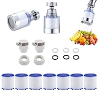2 Stück Wasserfilter Wasserhahn, 360° Filter Wasserhahn, Wasserhahn Filter für Trinkwasser, Water Filter Tap, Wasserfilter für Wasserhahn Mit 7 Stück PP-Baumwolle Filterelement Und Universaladapter
