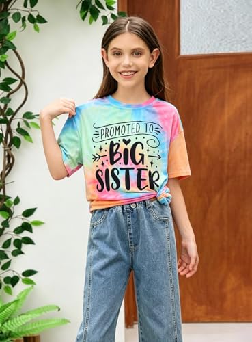 Image of Big Sister Shirts for Girls in My Big Sis Era T-Shirt Oversized Kids Sparkly Graphic Short Sleeve Outfits