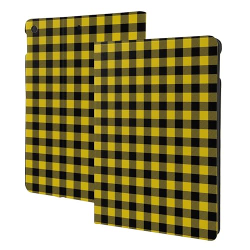 Housse tablette iPad 10.2 protection folio écossais jaune iPad 7 8 9 gén