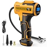 Hjh Car Tyre Inflator Air Compressor, USB Rechargeable Battery Car Tyre Pump, 150PSI Portable Cordless Tyre Inflator with LED Light for Motorcycle Bike Ball