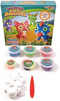 Kreative Kids Metallic Modelling Foam Wacky Monsters | Creates 4 Separate Monsters in with Foam and Dough | Craft Kit, Art Kit