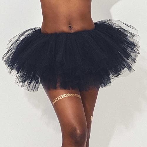 Victray Tulle Tutu Skirt Ballet Dance Skirts Layered Tutu Skirt Party Festival Costume For Women (Black) #TOP2