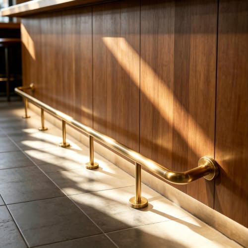 Rail de pied de barre en acier inoxydable avec support de fixation au sol rustique