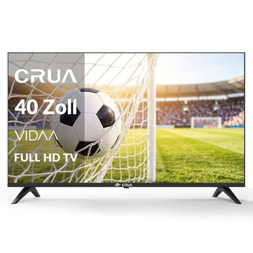 CRUA VIDAA Smart TV,101(40 Inch) TV,1920x1080P Full HD TV,LED TV with HDMI/USB/AV IN/Triple Tuner DVB-T2/T/C/S2/Compact and Smart for Your Home,Black [Energy Class E]