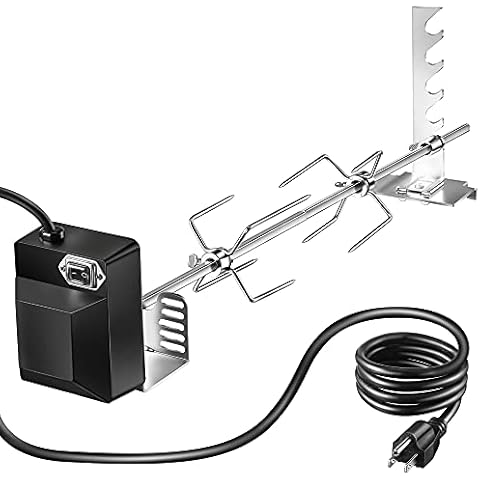 Dreyoo Rotisserie Grill Kit, UL Certificated Universal Grill Rotisseries with 120V 4W Motor, 28” Spit Rod, 2 x 4 Forks, Complete Holders and Fixing Screw for Universal Grills Cover