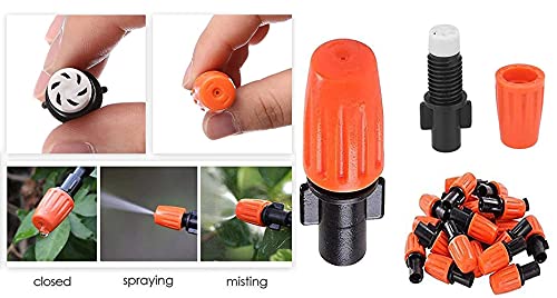 Image of DIY DIYC-15732 Crafts Three-Way Atomizing Nozzle, Adjustable Garden Irrigation Nozzle (1-20 Pcs Orange Dual Nozzle) (10 Pcs, Orange Dual Nozzles)