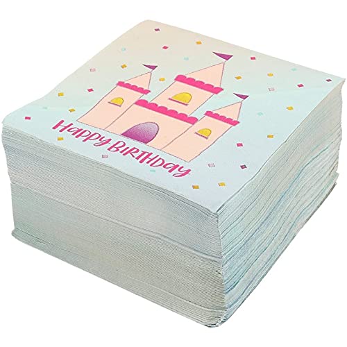 Happy Birthday Party Decorations, Castle Napkins (5 X 5 In, Blue, 100 Pack) #TOP6