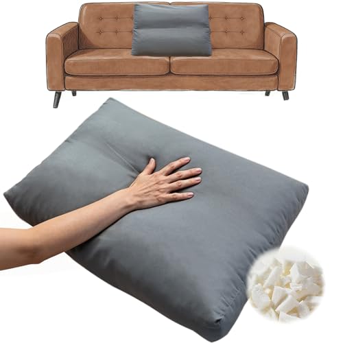 varrisin Shredded Foam Sofa Back Cushions Replacement Soft Couch Pillow Insert Foam&Polyester Fiberfill with Removable Pillowcase for Couch Sofa Bed(26 * 18 * 5in)