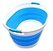 SAMMART Collapsible Plastic Laundry Basket - Oval Tub/Basket - Foldable Storage Container/Organizer - Portable Washing Tub - Space Saving Laundry Hamper (1, Sky Blue)