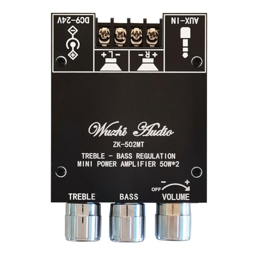 Louttary -502MT 2x50W Bluetooth 5.0 Canal 2.0 Tarjeta Amplificador de Subwoofer Estéreo Módulo de Altavoz de Audio Soporte de Control APP Fácil Instalación