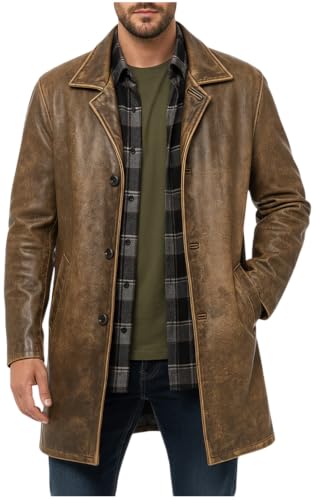 Manteau de voiture rétro en cuir pour homme idéal pour vos sorties en ville