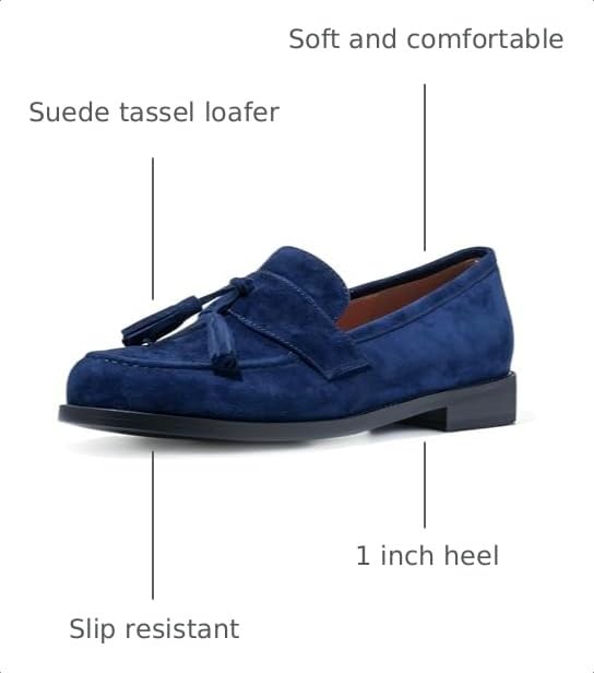 Image of ONEENO Women's Casual Flat Suede Tassel Loafer