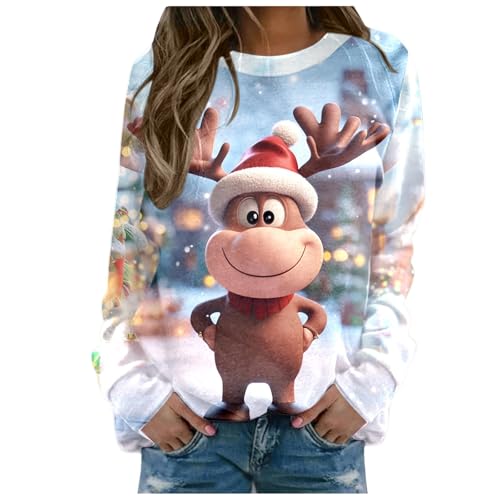 Sweatshirt à capuche femme avec imprimé renne de Noël et épaules dénudées taille M