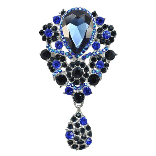 Image of Gyn&Joy Women's Austrian Crystal Bouquet Flower Teardrop Large Gorgeous Brooch Pin