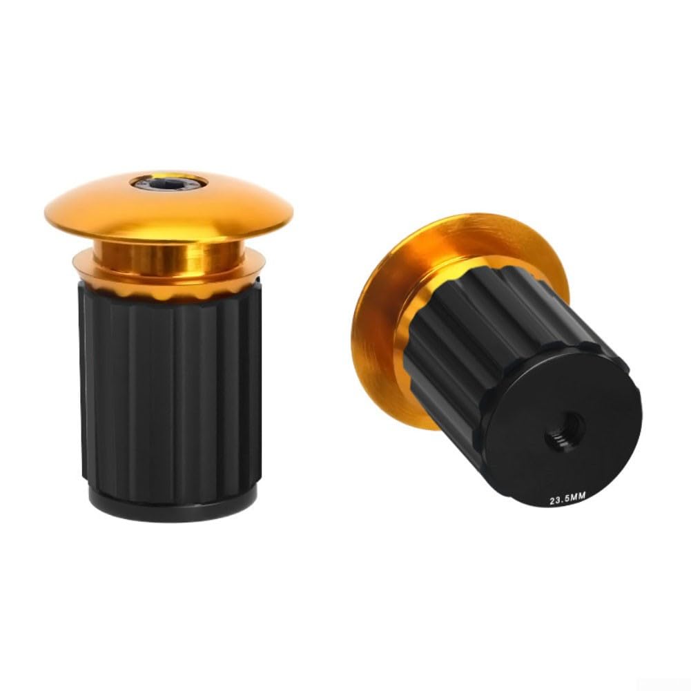 ZWEquipint Aluminum Alloy Bicycle Handlebar End Cap For Mountain Bike And Road Cycling, Lightweight Handle Bar Grips Cap With Easy Installation(Yellow)