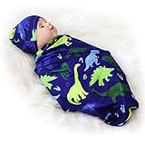 Newborn Swaddle Sack with Baby Hat Sleeping Sack Soft&Stretchy Cotton Newborn Photography Prop Baby Shower Gift for 0-3 Months Baby Boys by TIANNUOFA(Watercolor Dinosaur)