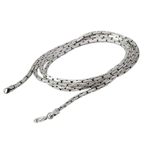 AueDsa Collares de Plata de Ley Hombre,Collares de Plata Hombre Cadena de Bambú 3MM Longitud 60CM