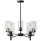 VINLUZ Contemporary 5-Light Large Chandeliers Oil Rubbed Bronze Modern Lighting Fixtures Hanging...