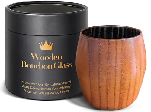 Image of Charred Wooden Bourbon Drinking Glass, Bourbon Gifts for Men - 10 oz Charred Wooden Old Fashioned Glass Whiskey Tumbler | Birthday Whiskey Gifts for Men, Dad or Brother | Original Bourbon Tumbler