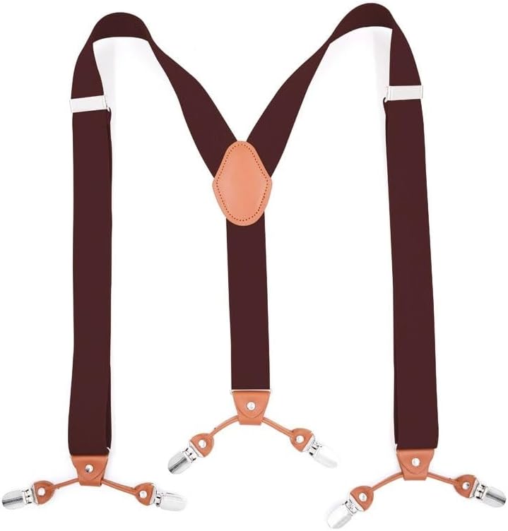 Men's Casual 6-Clip Suspenders Versatile Elastic Polyester Suspender for Adults