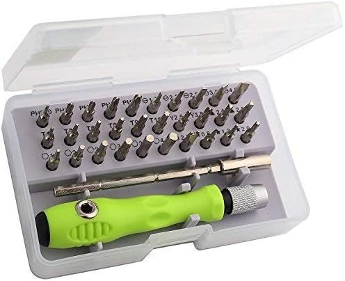 Farraige 32 In 1 Mini Screwdriver Bits Set with Magnetic Flexible Extension Rod for Home Appliance; Laptop; Mobile; Computer Repairing Preparations (Green)