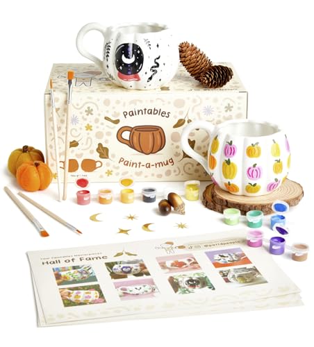 Comparison: Best Mug Painting Set 11 Pott'd Paintables Paint-a-Mug Kit Double Pumpkin Mug Pottery Painting Kit for Adults, Includes Ceramic Autumn Mugs, Paints, Brushes & Inspiration Guide