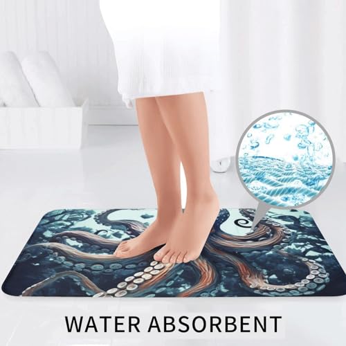Tapis de bain absorbant et lavable à motif pieuvre pour sol sec - 7