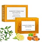 Natural Turmeric Soap, Kojic Acid & Turmeric Soap, Kojic Acid Lemon Soap Bar & Smooth Skin, Brightening, Deep Cleansing, Refreshing, Moisturizing