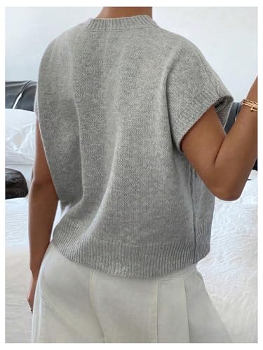 Verdusa Women's Anthropology Floral Summer Sweaters Vest Cap Sleeves Crew Neck Knit Tops2