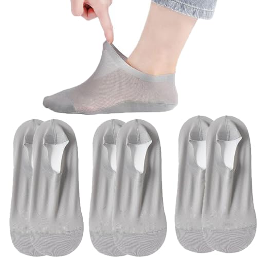 Ultra Thin Liner Non Slip No Show Socks Womens Men Invisible Ice Silk Breathable Sock Low Cut Socks (Gray1 3Pair)