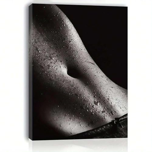 Peinture sur toile noire et blanche TONGYINLI - Art abstrait moderne encadré 60x80cm
