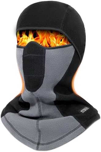 Winter Balaclava, Ski Mask Warm Face Mask Thermal Windproof Face Cover for Cold Weather Winter Skiing Snowboarding Motorcycling Ice Fishing Men Women, Grey, L
