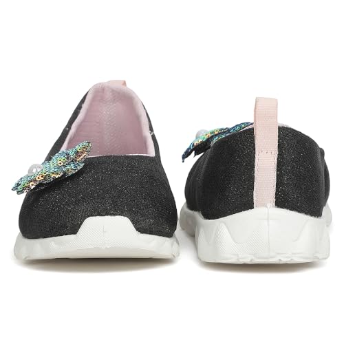 Image of Liberty Lucy & Luke PLAYNGO-E Casual Shoes for Kids - Black & Beige Canvas Slip-On Ballerina-Style Shoes for Boys & Girls | Memory Foam Insole, Lightweight Everyday Shoes for School, Play & Outings