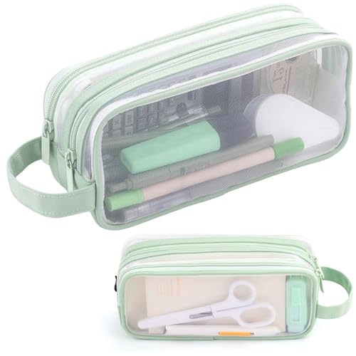 Astuccio per matite grande capacità in rete trasparente portatile espandibile lavabile organizer per cancelleria per ufficio e scuola unisex