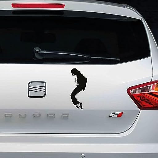 Pegatina Vinilo Michael Jackson 19x7cm Apta para vehiculos, portatiles o Cualquier Superficie Limpia y Seca (Negro) | Ya disponible en tu tienda friki favorita! En mundofriki.es!