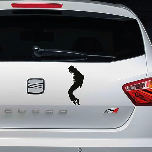 Pegatina Vinilo Michael Jackson 19x7cm Apta para vehiculos, portatiles o Cualquier Superficie Limpia y Seca (Negro)