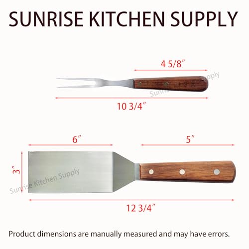 Utensilios para parrilla acero inoxidable con mango de madera miniatura 6