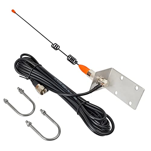 Image of TWAYRDIO 13.6 inch VHF Antenna for Marine Radio, VHF Radio Marine Antenna PL259 Base with 16.4ft RG58 Coax Cable, U-Bolts and L-Bracket for Uniden Cobra Standard Horizon Marine Radios