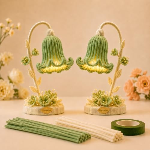 Image of ShagunSaaj Pipe Cleaner Flower Lamp DIY Kit for Kids and Adult Craft (Sage Green)