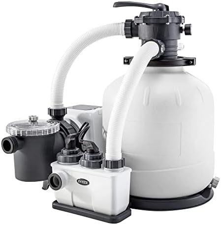 Bild 1 - Intex 26680 – Sandfilterpumpe Krystal Clear mit Salzwassersystem, Wasserfluss 10000 L/h, Systemfluss 8000 L/h, für Pools bis maximal 56800 L, Kunststoff, Weiß
