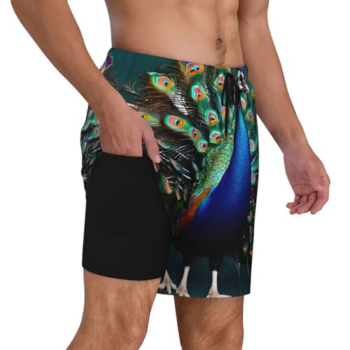 Short de bain homme compression contre irritations imprimé paon