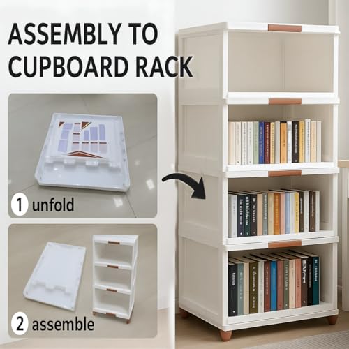 Image of DecoLogy Plastic Bookshelf for Home |Engineered Books Organizer for Study Room|Multipurpose Book Shelf for Home, Office |Book Organizer for Library|Living Room Furniture (Cupboard Rack - White, 5PCS)