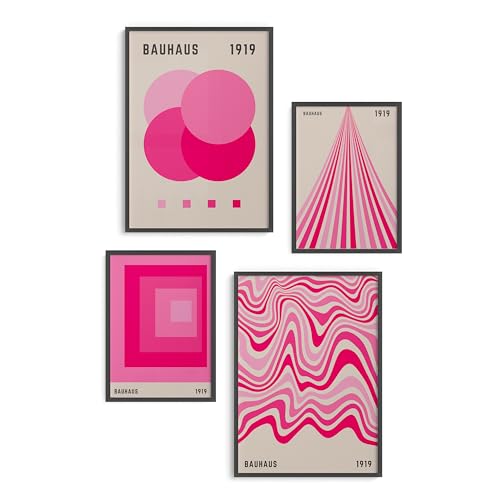 replica.art Ensemble de 4 Posters Encadrés Bauhaus Colors N°2 Pink
