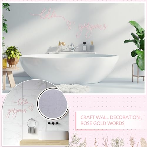 Image of Hicarer Metal Hello Gorgeous Wall Art Minimalist Decor for Bedroom Bathroom Living Room Dressing Room Salon Office Home Decorations Easy to Install Wall Decor(Light Pink,Classic Style)