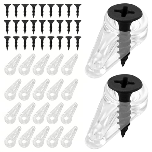 50 Pack Glass Cabinet Door Panel Retainer Clips Cabinet Glass Retainer Clips with Screws Clear Clips to Hold Glass in Cabinet Door Window (0/0 Flush)