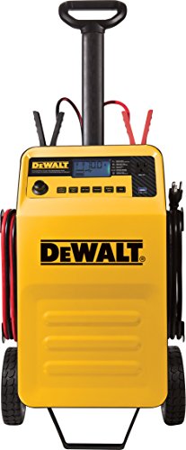 DEWALT DXAEC210 70 Amp Rolling Battery Charger: 210 Amp Engine Start, 2 Amp Maintainer, 120V AC Outlet, 3.1A USB Port, Battery Clamps