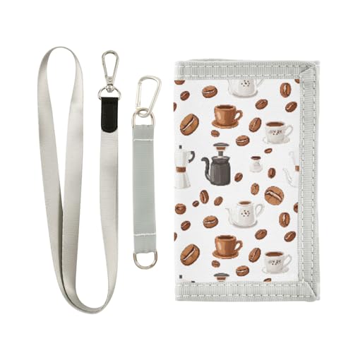 ALAZA Kids Wallets for Boys Girls Toddler Trifold Wallet Children Small Coffee Beans Cups with Zipper Coin Pocket